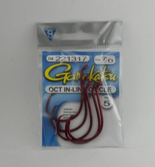 Gamakatsu 221317 7/0 5Ct Red Octopus In Line Point Circle Hooks
