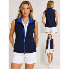 Ralph Lauren Golf Womens Navy Blue Full Zip Mesh Lined Vest Medium