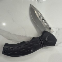 Lock Back Knife Unique Lock Release Black Plastic Handle 440cc Stainles Blade