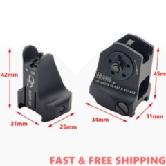 1 Pair D &D Flip-up Low Profile Metal Sight Folding Iron Sights Front / Rear Set