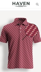 Haven Golf Men’s XL Geometric Pattern Polo Shirt Red White Blue Short Sleeve