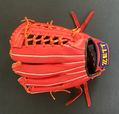 ZETT Grand Hero BRGB31430 11.5 Red Leather Baseball Glove Left Hand Laced Web