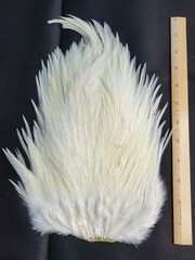 Lot 344, Dyed White X-Large India Rooster Streamer Saddle Feathers