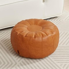 Unstuffed Pouf Ottoman Foot Rest Cover, Waterproof Faux Leather DIY Small Bea…