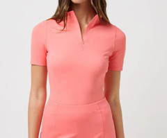 TravisMathew Women’s Sunfire Zip short sleeve Porcelane Rose Size L NWT Golf