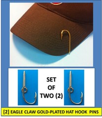 [SET OF 2] EAGLE CLAW ORIGINAL GOLD-PLATED FISH HOOK HAT PIN/MONEY CLIP – NEW!
