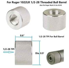 Stainless Steel And Steel 1/2»x28 Thread .936 Protector For Ruger 1022 Bull
