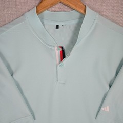 ADIDAS Mens Large Polo Shirt Blade Henley Collar Blue Nylon/Spandex Lightweight