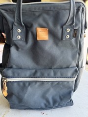 Himawari Blue Zip Backpack w/ Logo, Zipper Accents & Adjustable Straps