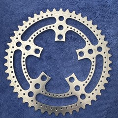 VNTG STRONGLIGHT 99 BIS DRILLIUM ALLOY CHAINRING 86 BCD X 48T SIL NEW TAKEOFFS.