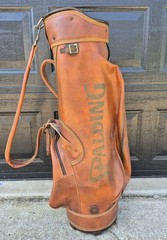 Vintage Spalding Brown Faux Leather Carry Cart Golf Bag – Great Condition