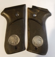 Bersa Thunder plus 380 pistol grips checkered brown plastic with buffalo nickels