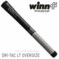 SET OF 10 – Winn Dri-Tac LT (Less Taper) Black Gray Oversize Golf Grip 7LTDT-BK