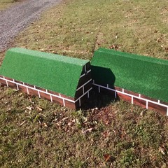 Horse Jumps Wooden Brick Pattern Roll Top Wall Set/2 10’x24″H #405