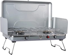 Portable Propane Camping Stove w 2 Burners, 20000 BTU , Easy to clean and carry
