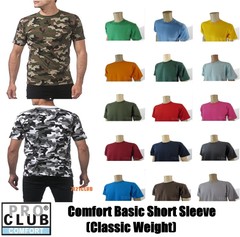 PRO CLUB COMFORT T SHIRT PROCLUB MENS PLAIN CREWNECK SHORT SLEEVE CAMO TEE S-7XL