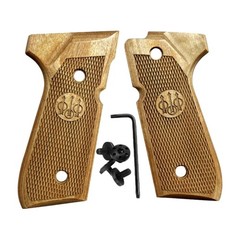 Beretta 92FS 92 96 Wood Grips Checkered Rosewood Trident Logo w/Screws Full Size