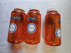 Set of 3 Nalgene 32 fl oz Plastic Wide Mouth Water Bottle BPA Free Orange White