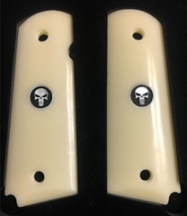 1911 Fits Colt & Clones Grips Faux Ivory Punisher Fits ALL Gov. models Best A+++