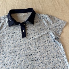 Rhoback Womens Floral Performance Polo Shirt Blue White Large