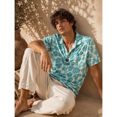 Bad Birdie Mens Blue Teal Abstract Geometric Performance Golf Polo Shirt Small