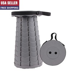 Telescoping Stool Collapsible Portable 330lb Max Load Camping Folding Seat Grey