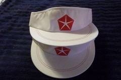 (2) Vintage Dodge red pentastar visors golf carshow hat FREE SHIP!