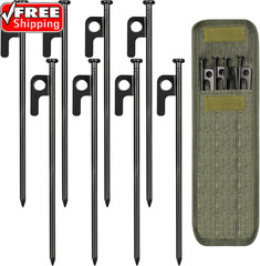 8/16/32 Pack 8In Heavy Duty Forged Steel Tent Stakes, with Storage Bag, for Camp