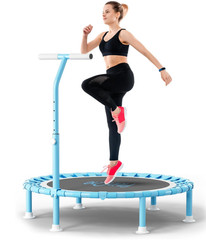 Mini Trampolín Fitness 40″ Plegable con Barra Ajustable, Soporta 330 lb