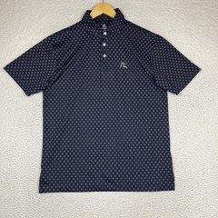 Rhoback Golf Polo Shirt Men Medium Navy Blue Scales of Justice Performance