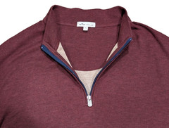 PETER MILLAR CROWN COMFORT MEN XL INTERLOCK QUARTER ZIP BURGANDY PULLOVER