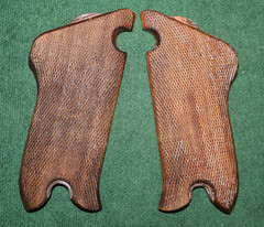 German P08 ERMA Baby Luger Checkered Walnut Grips