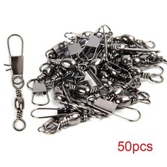 50PCS Fishing Rolling Swivel Snap Connector Interlock Pin Lure Accessory