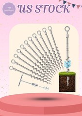 12 Pcs 14″ Ground Anchors – Non-Rust Cast Aluminum Screw-in Tent Stakes