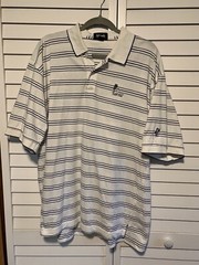 Ashworth Shirt Mens XL 100% Cotton Golf Polo Striped Oasis Golf Club Ohio FLAWS