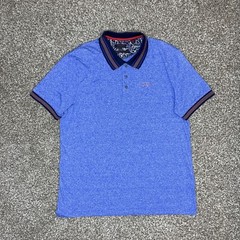 Ted Baker Mens Golf Polo Shirt Snap Striped Collar Small Blue Spell Out London