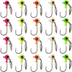 20pcs Underspin Fishing Jig Heads Crappie Bass Jig Hook Lure 1/8 3/16 1/4 3/8 oz