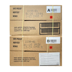 MRE Case A & B U.S. Military Ready to Eat Meals INSP 2025, Menus 1–24, NIB
