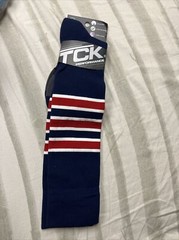 TCK Dugout 3 Stripe Baseball Socks Navy Scarlet White Medium NEW!!