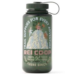 REI Co-op Sustain Graphic Wide-Mouth Water Bottle, 32fl/oz, Jade/Trail Supplies