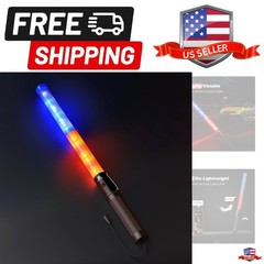 Traffic Control Wand – 21 Inch, Red & Blue, 3 Flashing Modes, Air Marshaling …