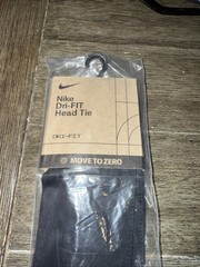 NIKE Adult DRI-FIT Head Tie w/ Swoosh Logo One Size -Black/White NW