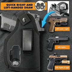 Concealed Carry IWB OWB Pistol Holster Fits Handguns with Optic Laser or Light