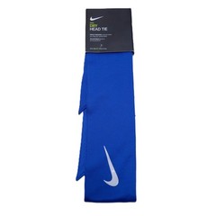 New Nike Dri-Fit Head Tie Headband Royal Blue White Swoosh Adjustable