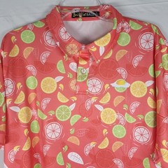 Breakfast Ball Golf Polo Men’s Size XL Shirt Lemon Limes Short Sleeve Stretch