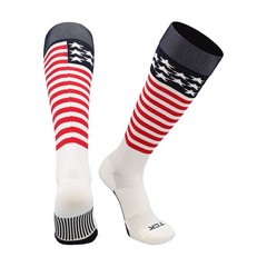 TCK USA Stars and Stripes Baseball Over The Calf Socks – White/Navy/Scarlet – SM