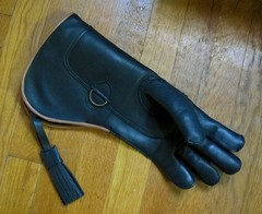 Black Leather Gauntlet Falconry Left Glove Western Sporting men large motorcycle