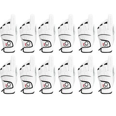 Men’s Left Hand Golf Gloves 12 Pack, Cabretta Leather Palm, Breathable Grip