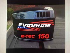 2 – 15 inch Evinrude flag Outboard decals marine vinyl with E-TEC 150 decals