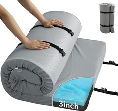 Thick Memory Foam Camping Cot Mattress Pad Portable Roll up Sleeping Pad 72″x24″